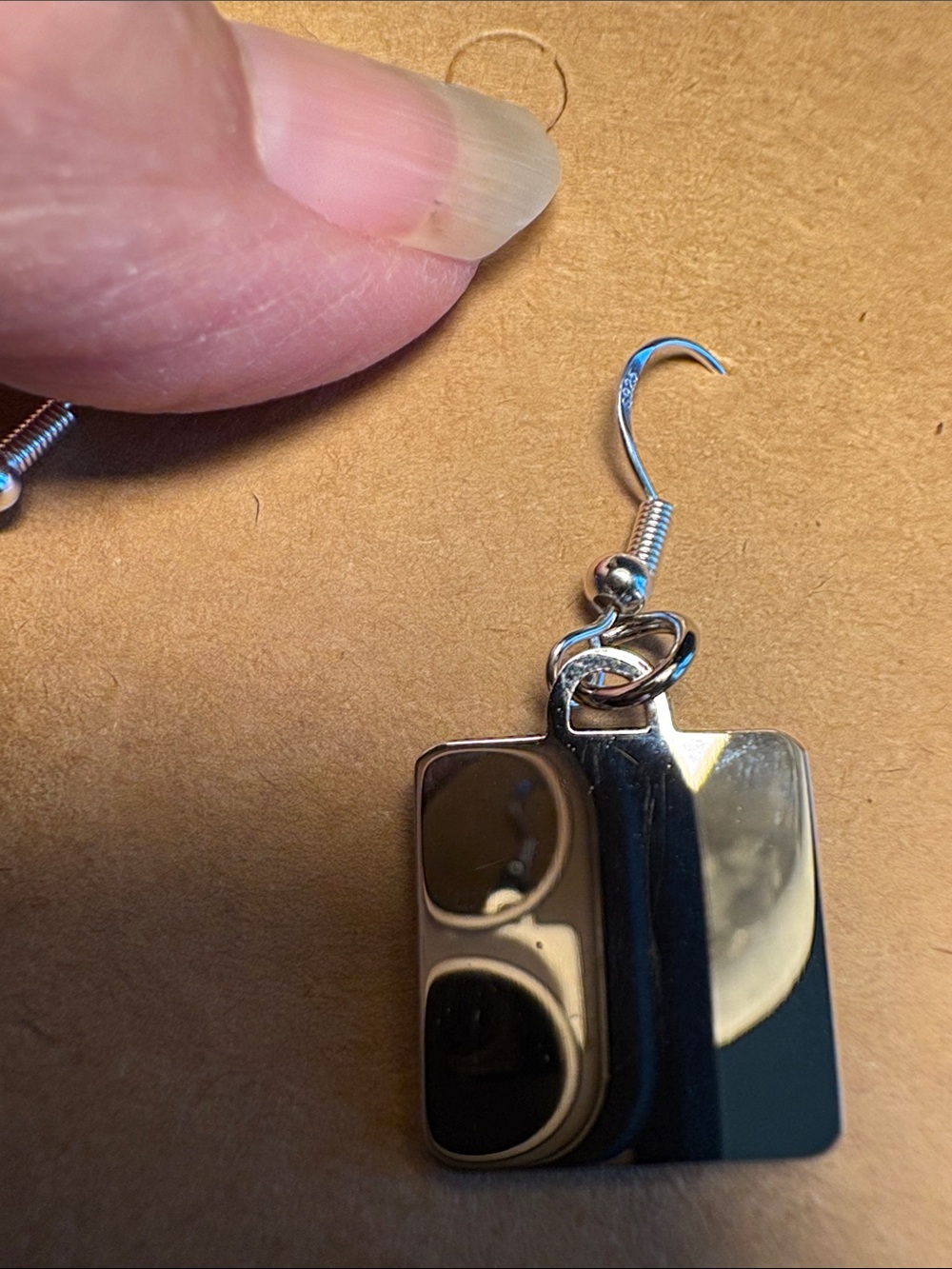 Coach Black Square Logo Drop Earrings with Silver Hardware - Picture 4 of 4